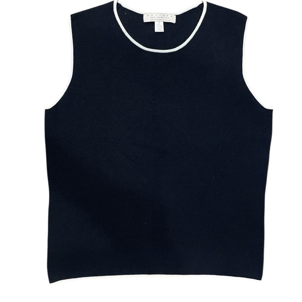 Vintage Belford Saks Fifth Avenue 90s Y2K Silk Blend Tank Womens M Top Black